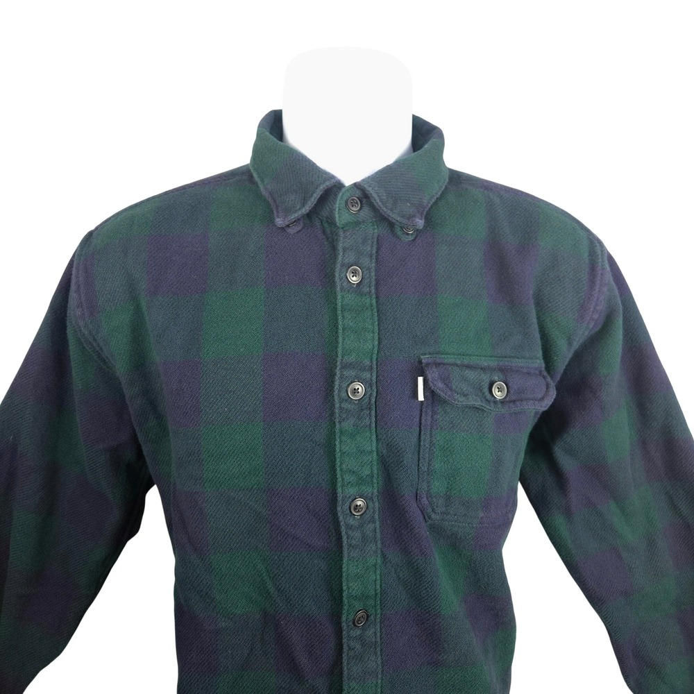 Barbour Marshall Check Shirt Men Tailored Fit Flannel L Blue Green Buffalo Plaid